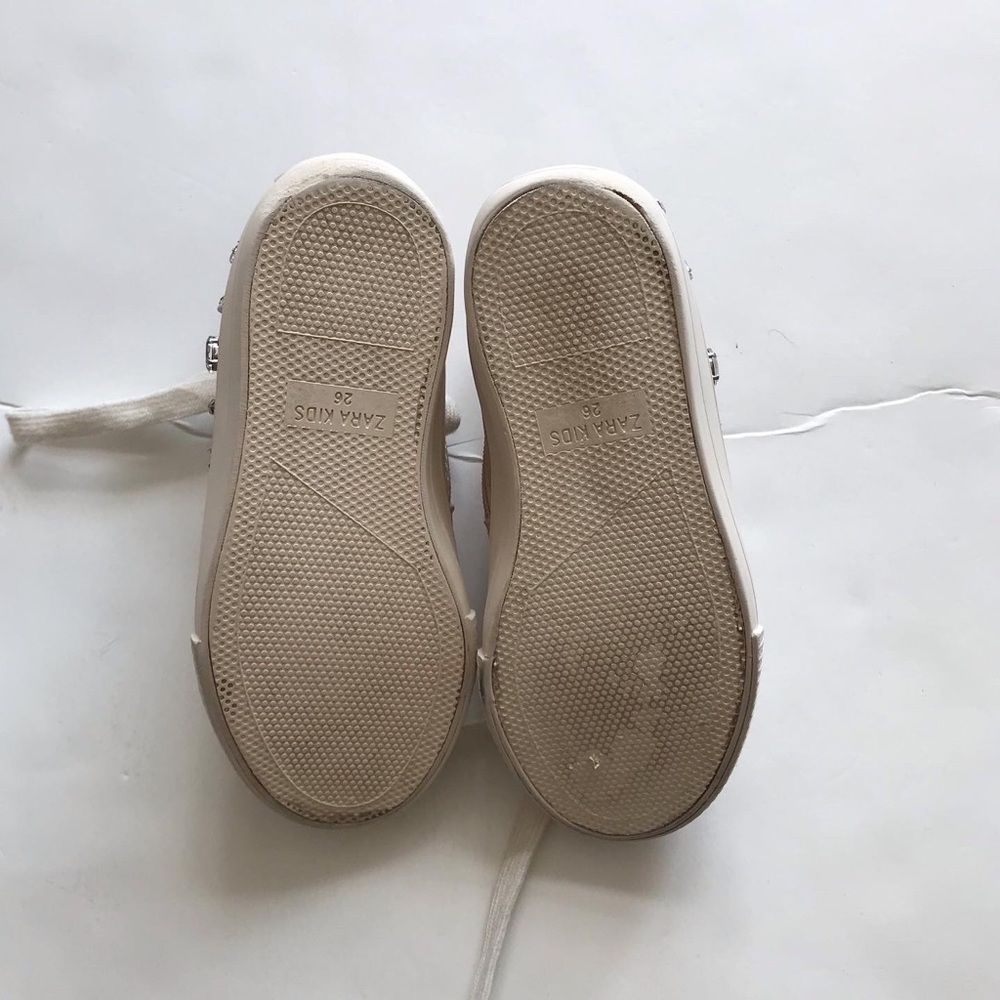 Zara cream jewel studded high-top sneakers VGUC (missing jewels) size 26(9.5) - Picture 10 of 10